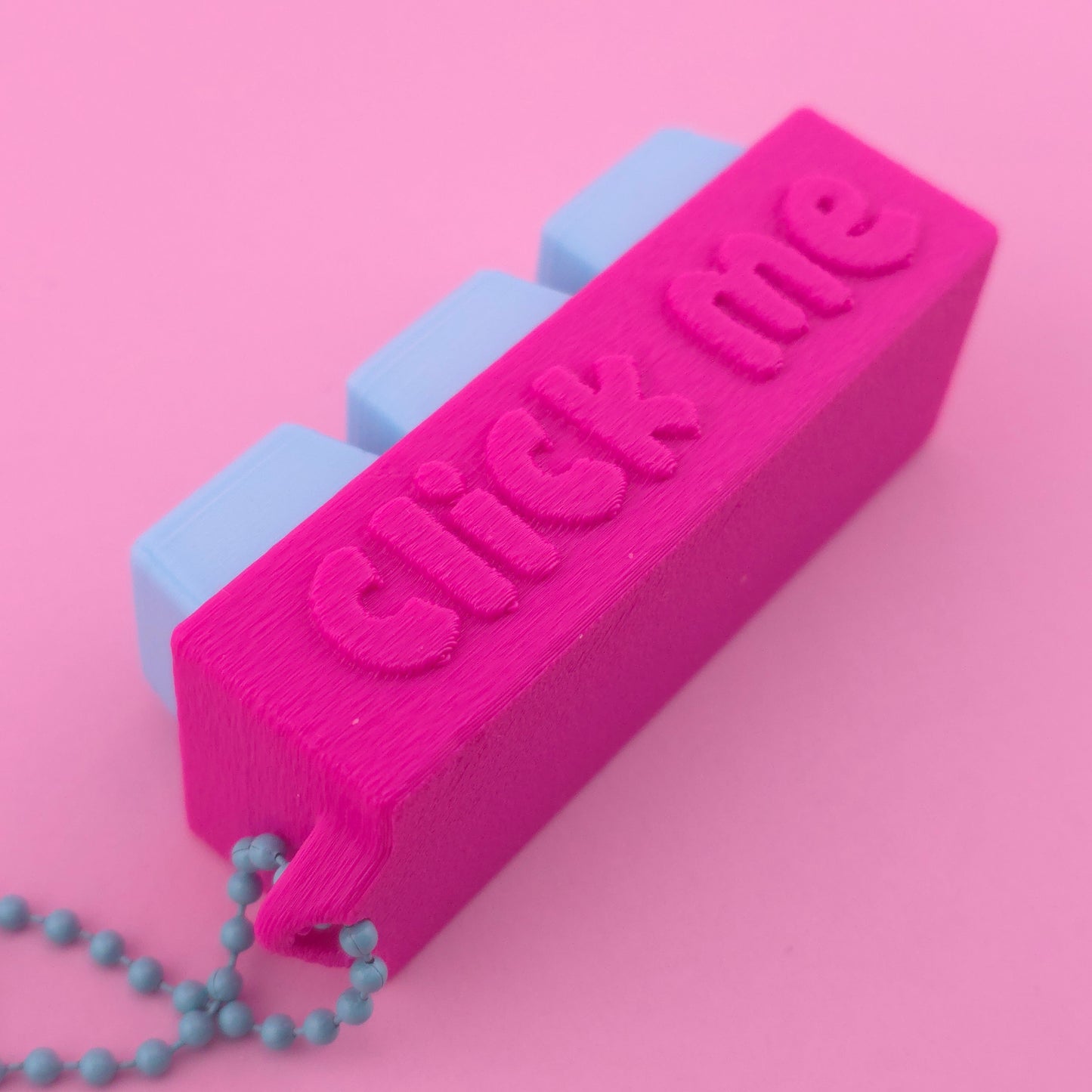 Fidget Clicker, Keyboard Clicker - Fuzzy Click Me in Blue & Pink
