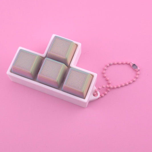Fidget Clicker, Keyboard Clicker Green, Pink, Blue'ish Rainbow effect