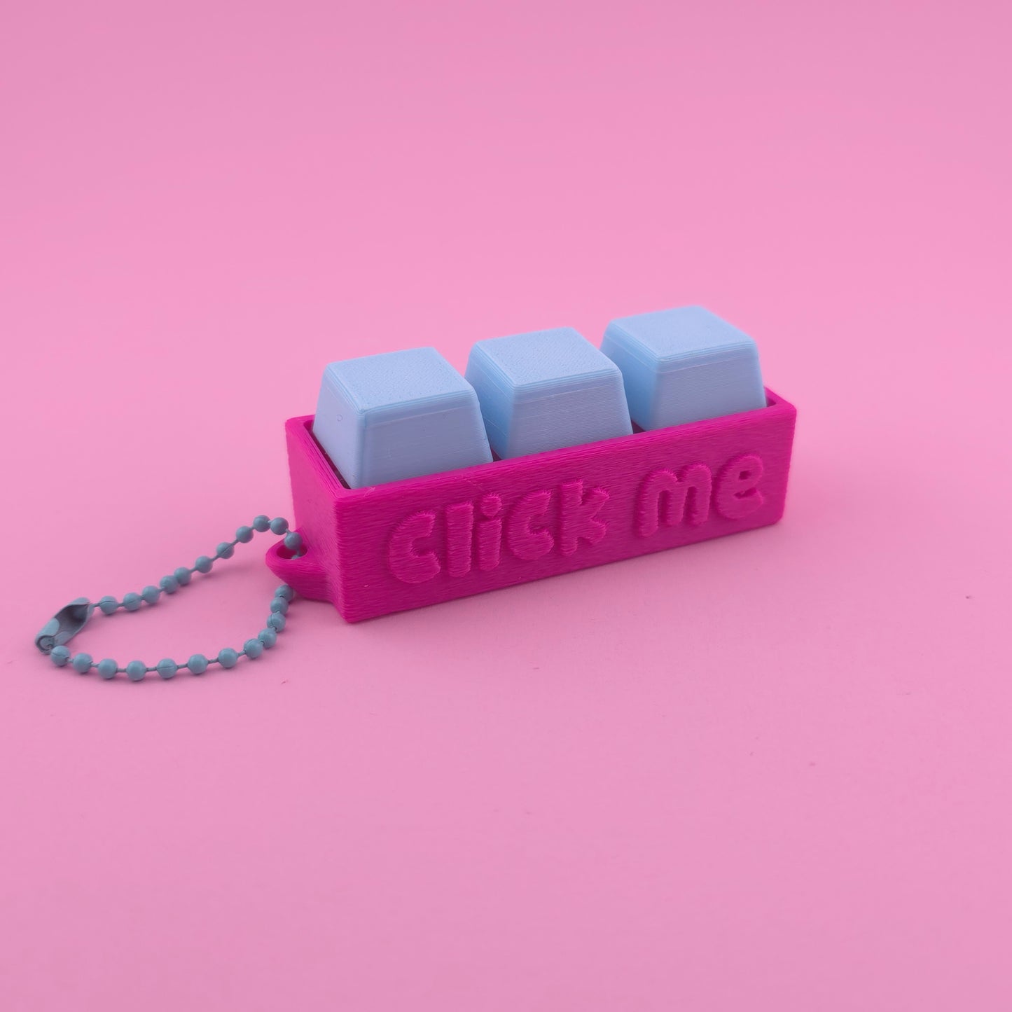 Fidget Clicker, Keyboard Clicker - Fuzzy Click Me in Blue & Pink