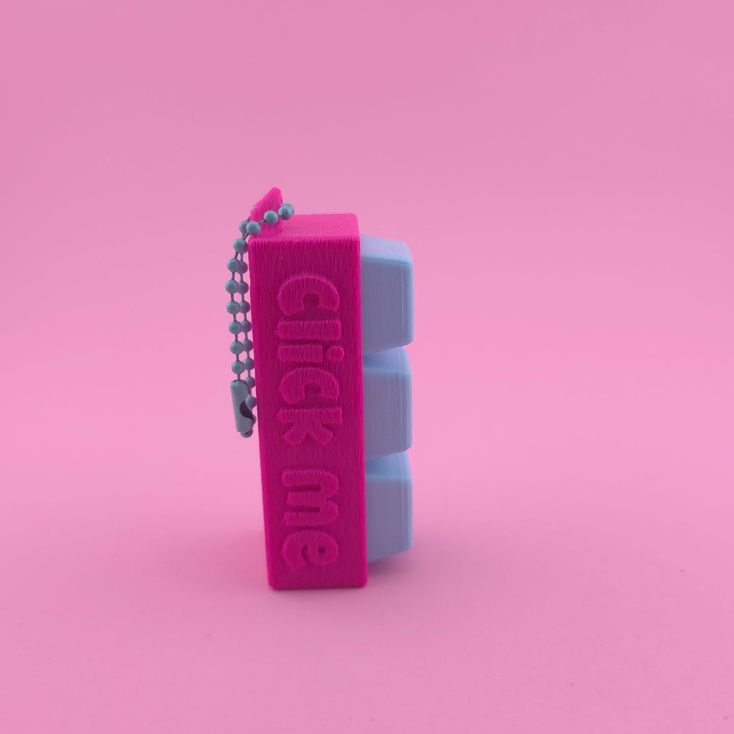 Fidget Clicker, Keyboard Clicker - Fuzzy Click Me in Blue & Pink