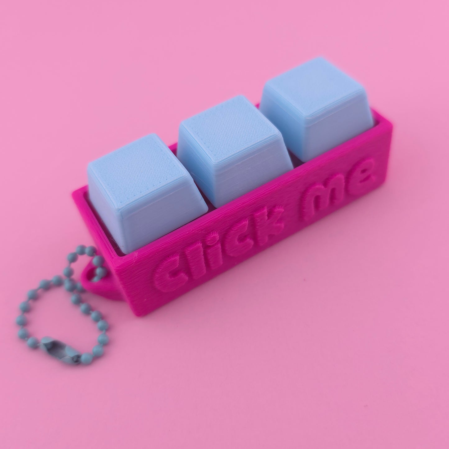 Fidget Clicker, Keyboard Clicker - Fuzzy Click Me in Blue & Pink