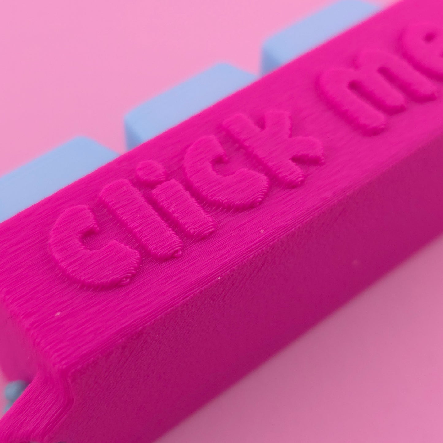Fidget Clicker, Keyboard Clicker - Fuzzy Click Me in Blue & Pink