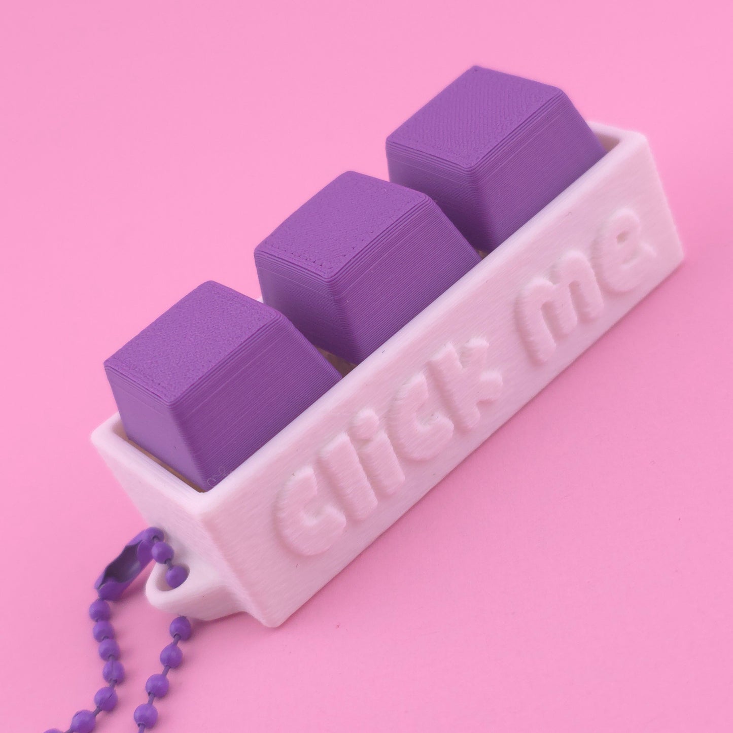 Fidget Clicker, Keyboard Clicker - Fuzzy Click Me in White & Purple