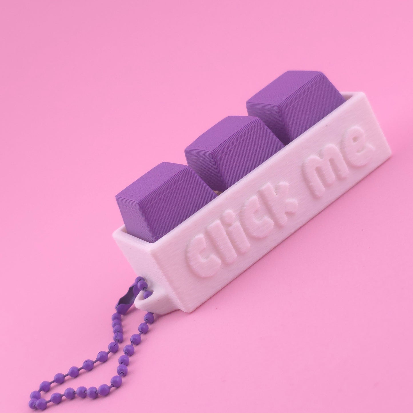 Fidget Clicker, Keyboard Clicker - Fuzzy Click Me in White & Purple
