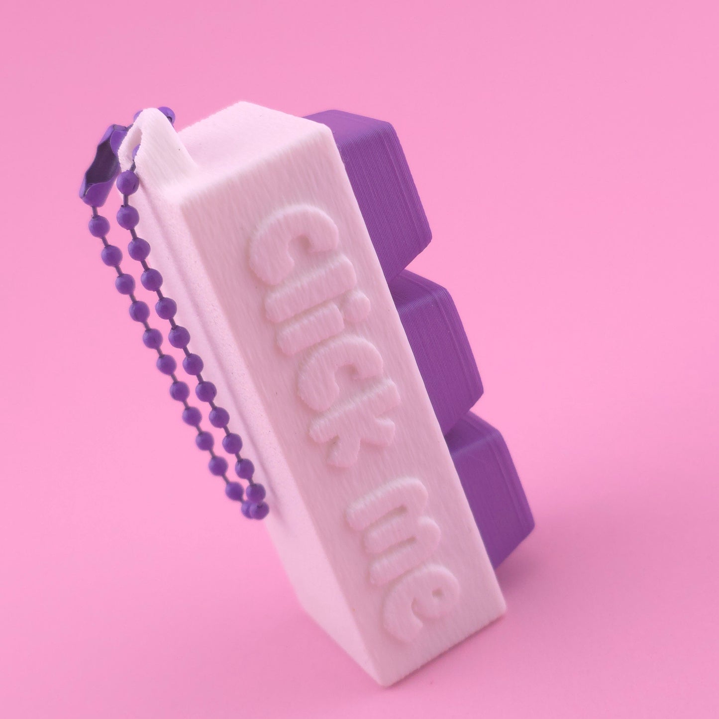 Fidget Clicker, Keyboard Clicker - Fuzzy Click Me in White & Purple