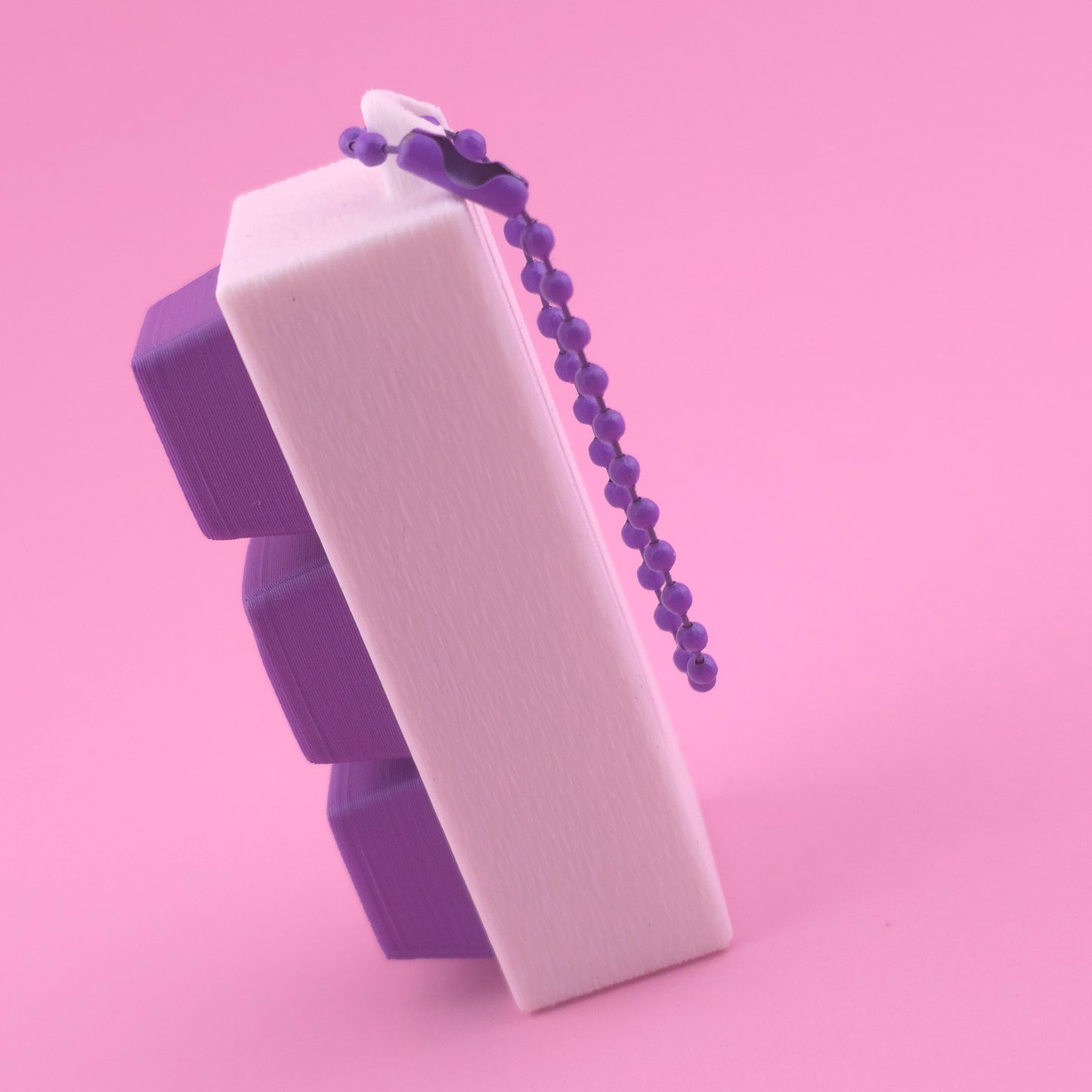 Fidget Clicker, Keyboard Clicker - Fuzzy Click Me in White & Purple