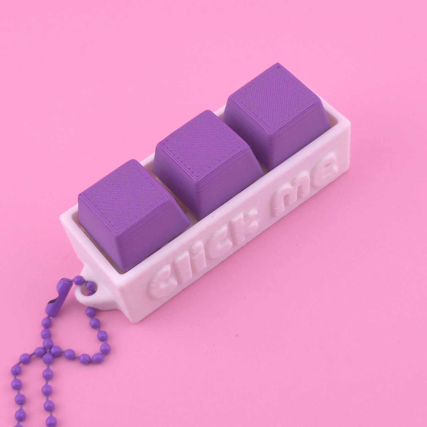 Fidget Clicker, Keyboard Clicker - Fuzzy Click Me in White & Purple