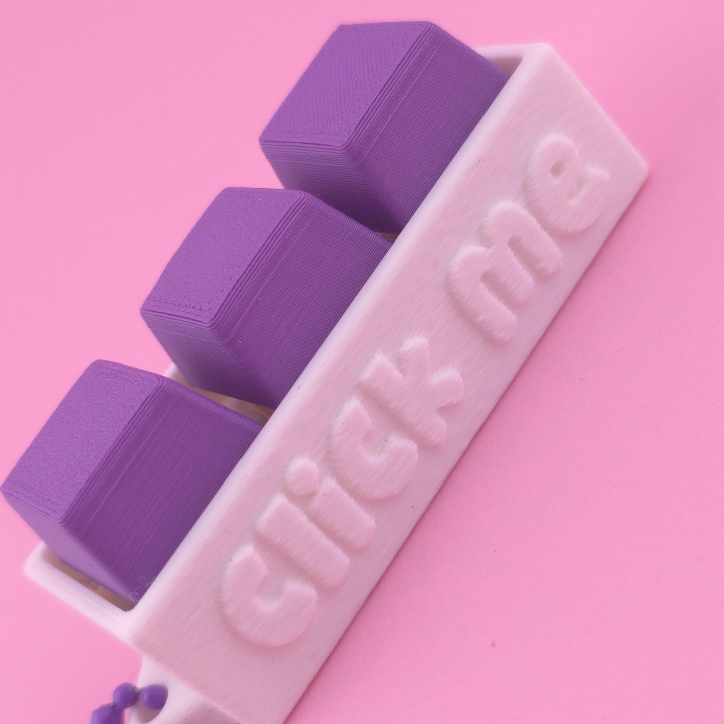 Fidget Clicker, Keyboard Clicker - Fuzzy Click Me in White & Purple