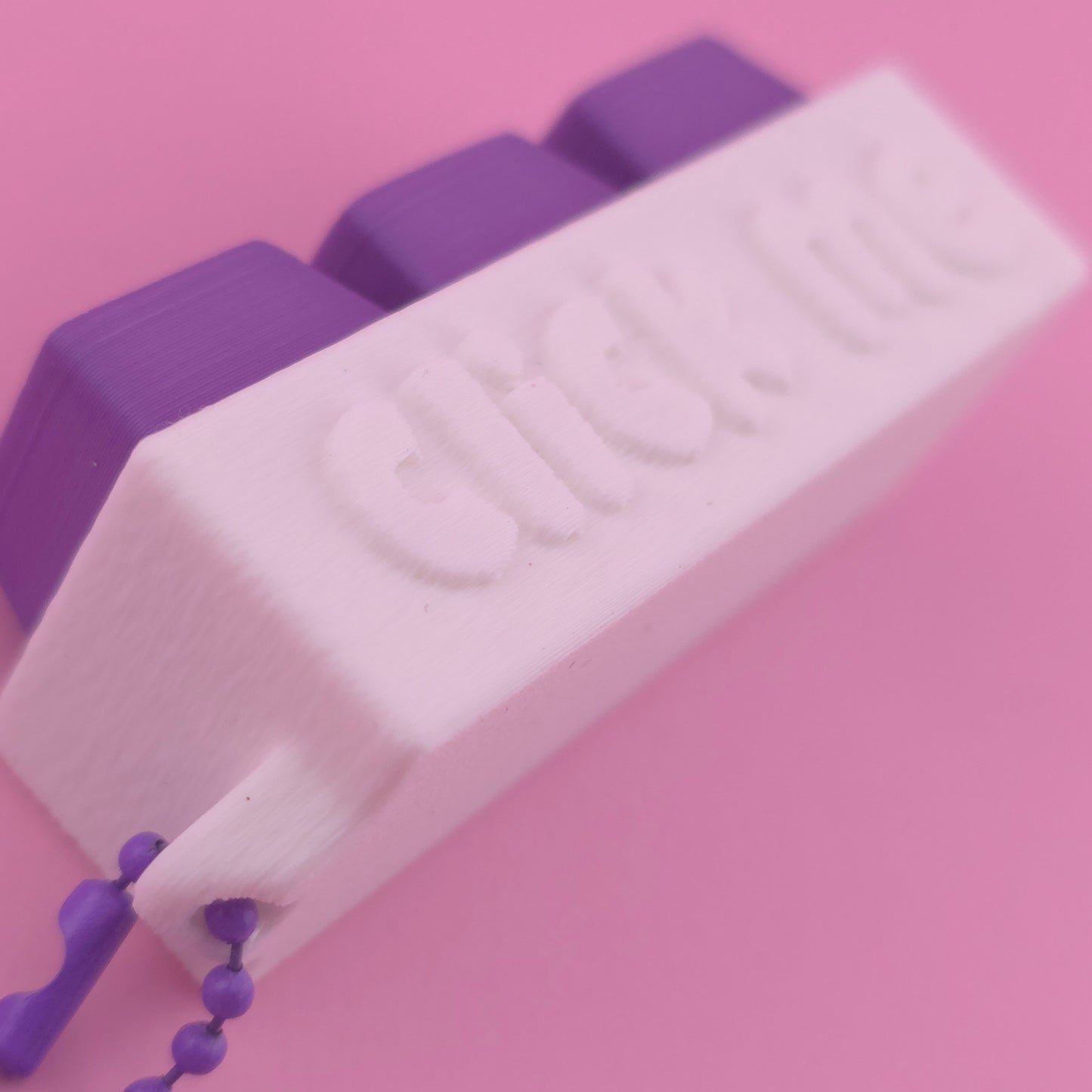 Fidget Clicker, Keyboard Clicker - Fuzzy Click Me in White & Purple