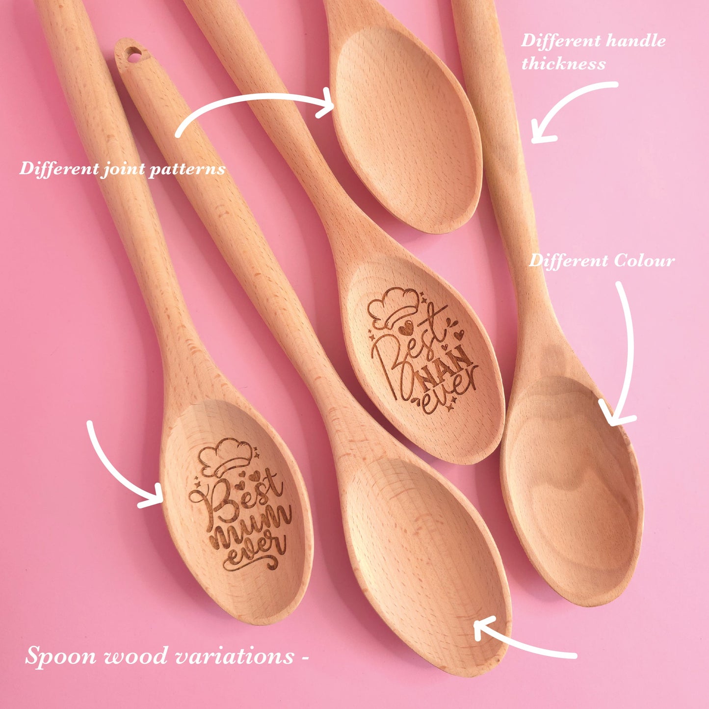 Best Mum Ever (Chunky Design) - One Decorative Wooden Spoon